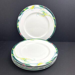 Vintage Set of 5 Mikasa Maxima Rue de Lis Dinner Plates 10.75”, Fine China Japan